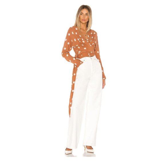 NWT L’ACADEMIE The Lydie Top in Rust & Ivory Dot S - Picture 5 of 6